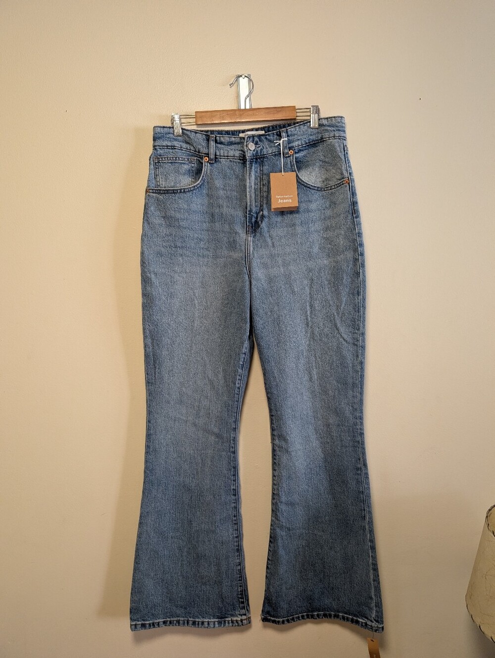 Reformation Margot High Rise Flare Jeans Size 32 NWT Medium Wash